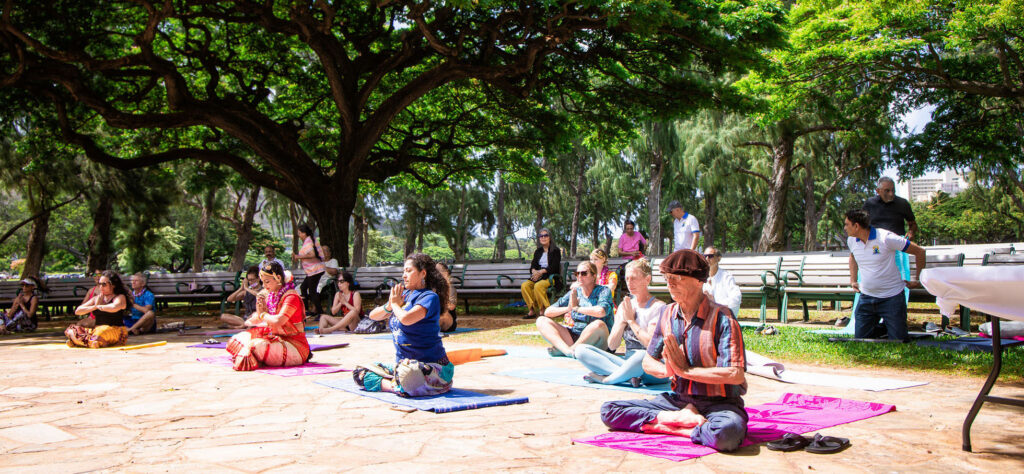 Hawaiʻi’s 8th International Yoga Day, hosted by the Gandhi International Institute for Peace with participation from Still & Moving Center